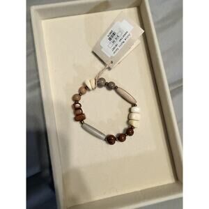 Tan/Brown/Cream tagua nut stretch bracelet